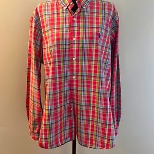 Ralph Lauren  Men’s pink plaid size large dress shirt